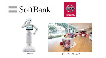 日産自動車とソフトバンク、 日産販売店に人型ロボット「Pepper」を100台導入