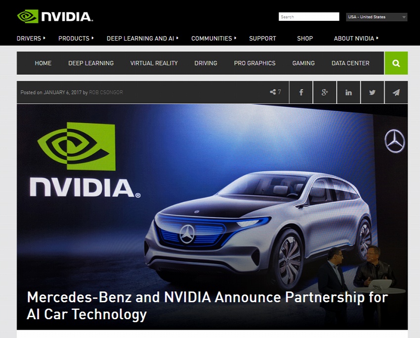 メルセデス・ベンツと NVIDIA、AI 自動車技術の提携を発表