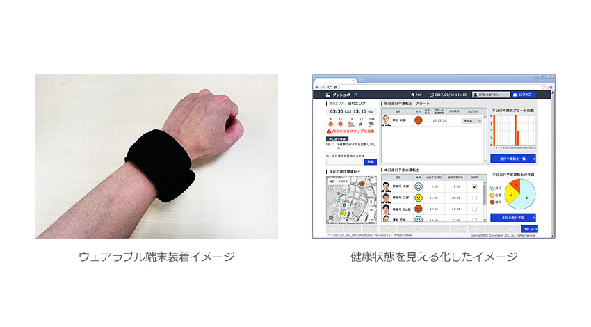 NEC、小田急シティバスとウェアラブル端末による生体情報を活用したバスの安全運行支援の実証実験を実施