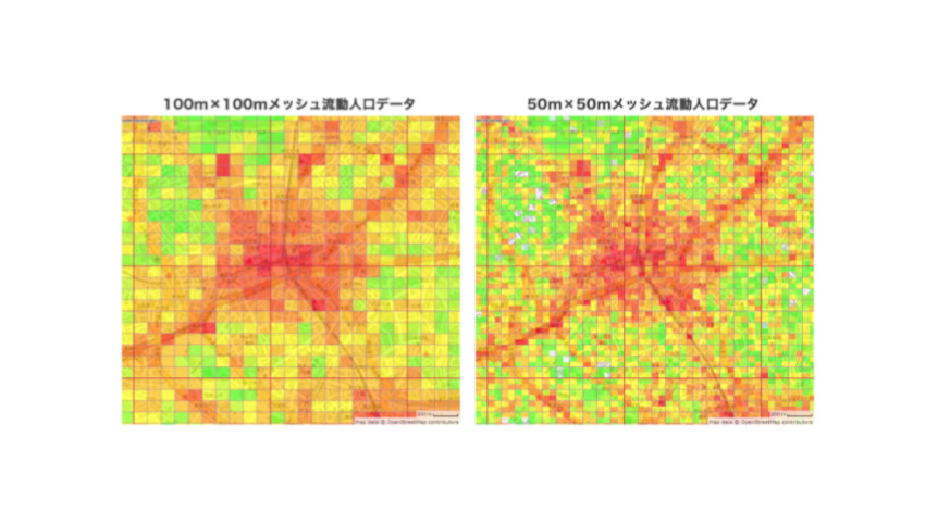 Agoop、メッシュサイズ最小単位50m×50mの流動人口データを提供