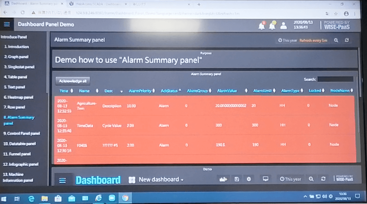 WebAccess Dashboardデモ画面