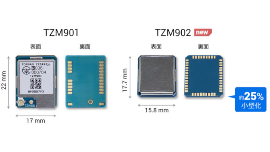 凸版印刷、ファームウェアのワイヤレス書き換えが可能で約25％小型化したZETA通信モジュール「TZM902」を量産開始