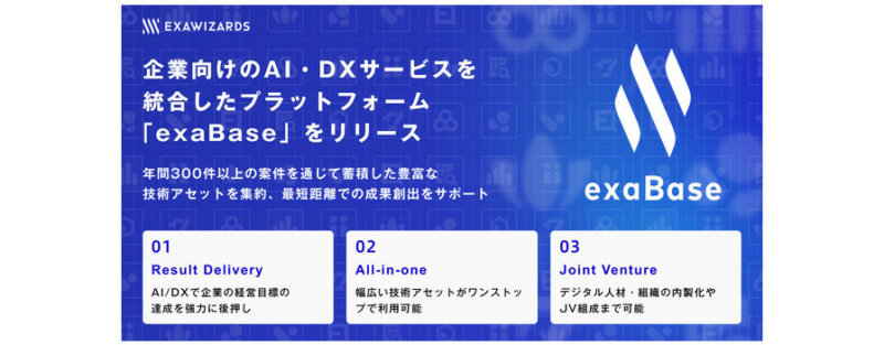 エクサウィザーズ、企業向けAI・DXサービスを統合したプラットフォーム「exaBase」を提供開始