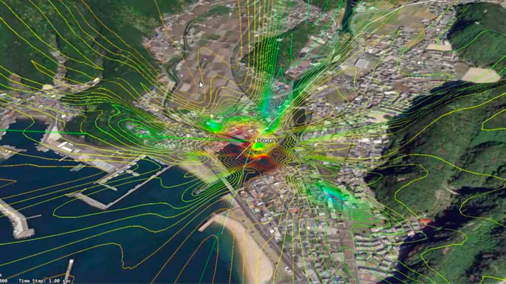 ソフトバンク、3次元地図シミュレーションを活用した被災状況確認の実証実験を実施