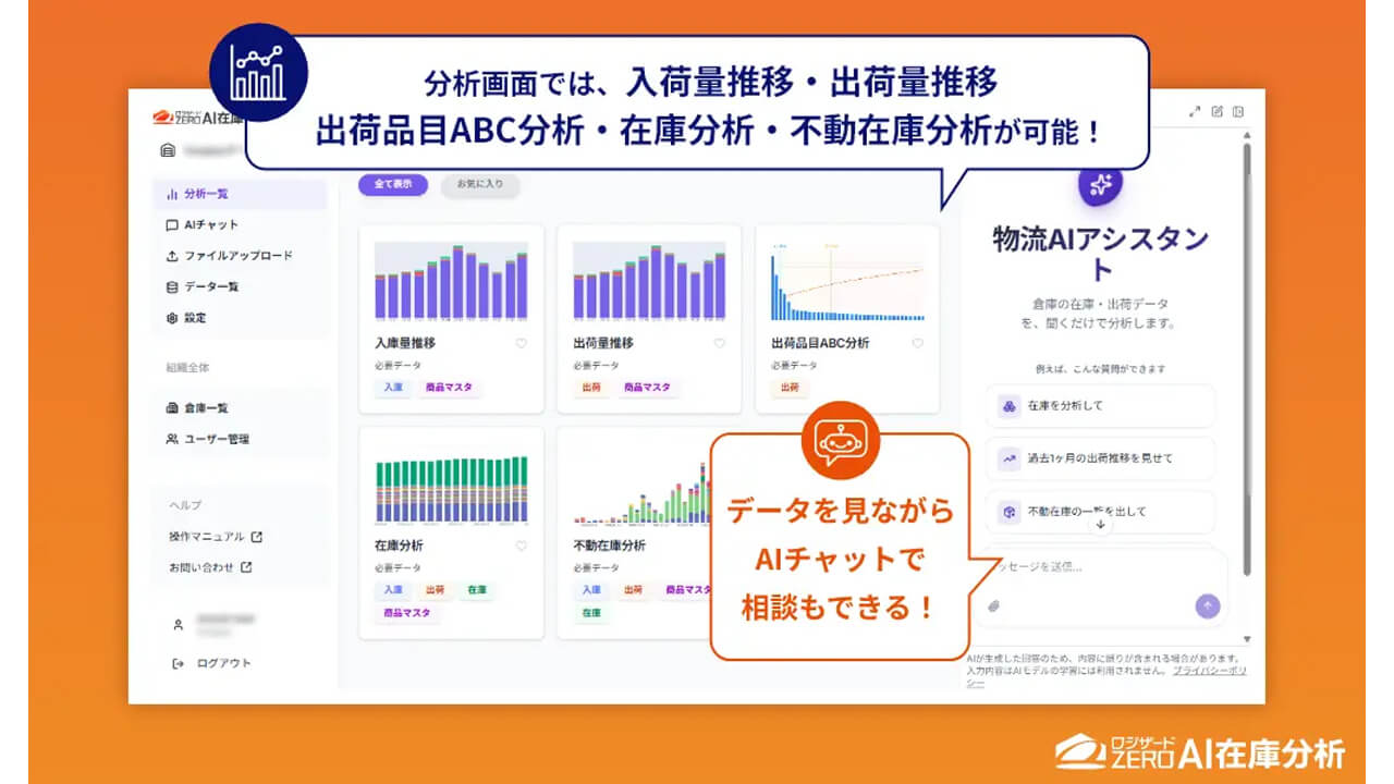 ロジザード、WMSデータからAIが課題分析と改善案を提示する「ロジザードZERO AI在庫分析」を提供開始