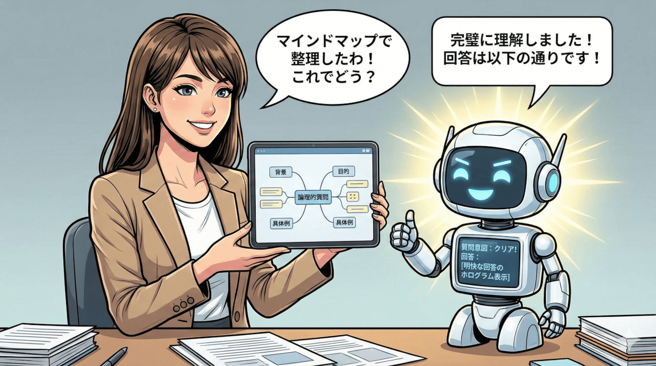マインドマップで整理したプロンプトを投入することで、AIは要求の意図を理解する