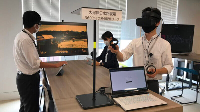 鹿島建設とリコー、VR空間を利用した遠隔現場管理システム「VWP」に360°ライブ映像機能を追加