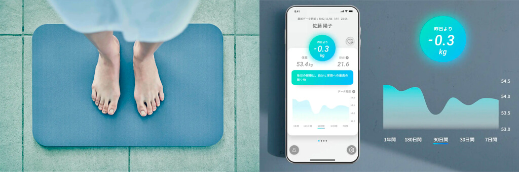 issin、体重測定バスマット「スマートバスマット」にAI予測機能を追加